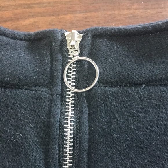 Zaful Going Home Cropped Sweatshirt Zip Front Cat Design Black Green - Picture 7 of 12